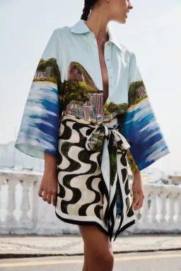 Farm Rio Copacabana Beach Long Sleeve Kimono in Multicolor Size S / AU 8 for rent on The Volte - image 4