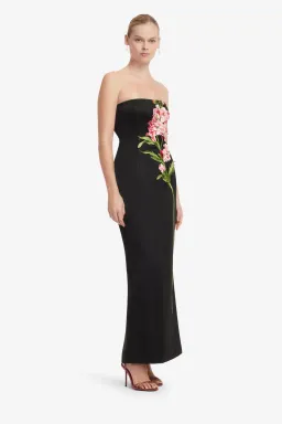 Leo Lin Rayna Embroidered Maxi Dress in Snapdragon Floral Print in Ebony Size 12 for rent on The Volte - image 2