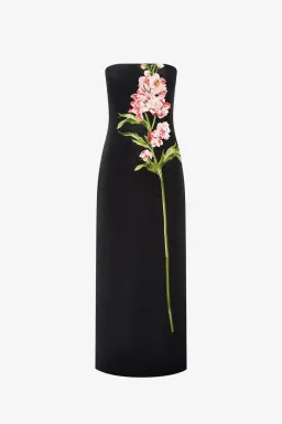Leo Lin Rayna Embroidered Maxi Dress in Snapdragon Floral Print in Ebony Size 10 for rent on The Volte - image 6