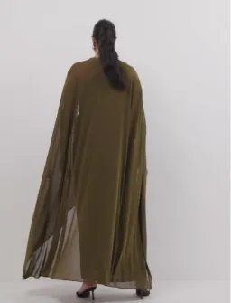 Sheike Hallie Gown Khaki Green With Cape Maxi Dress Sizes 16 for rent on The Volte - image 2