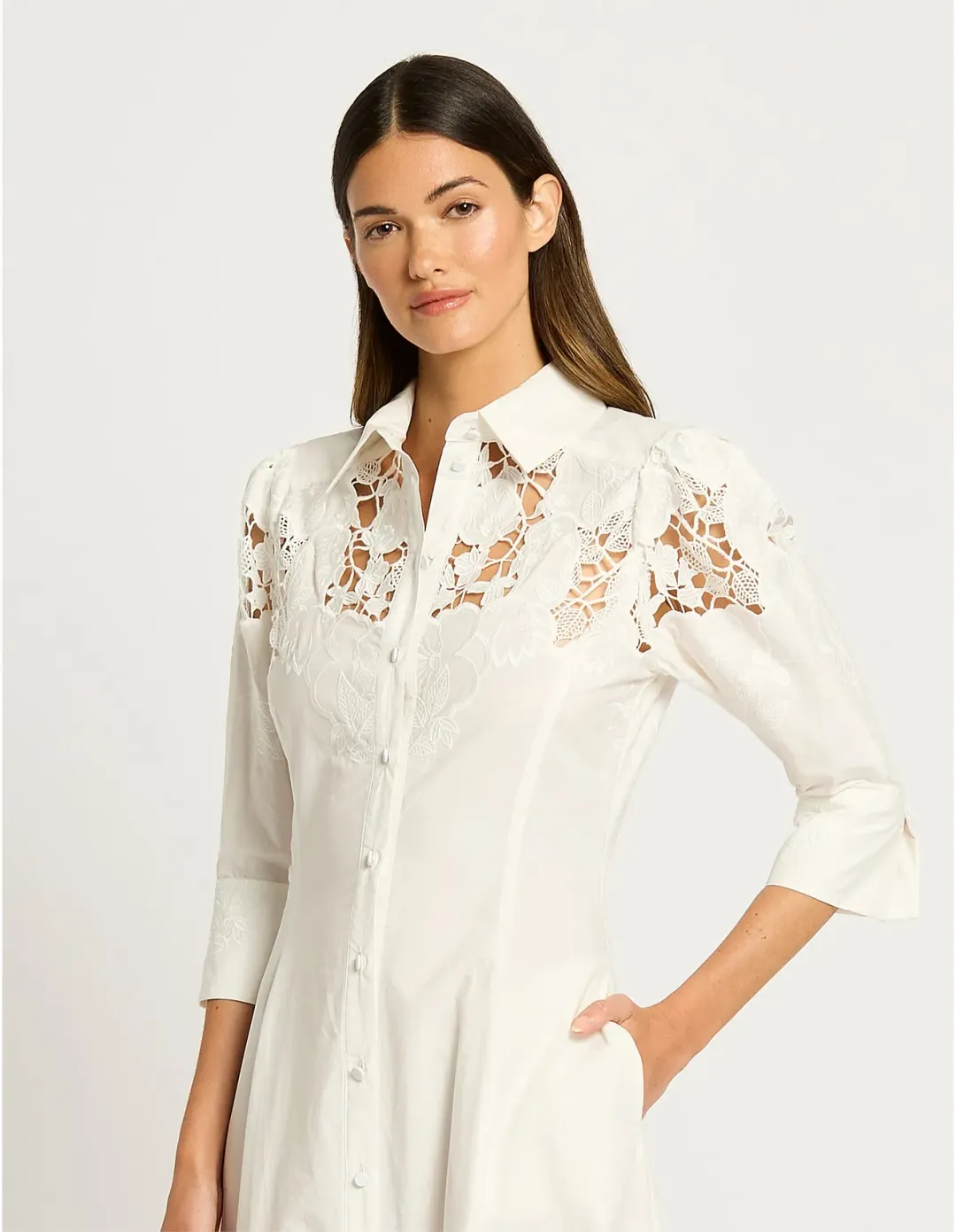 Moss & Spy Lyla Shirt Dress Size 16 AU White for rent on The Volte - main image