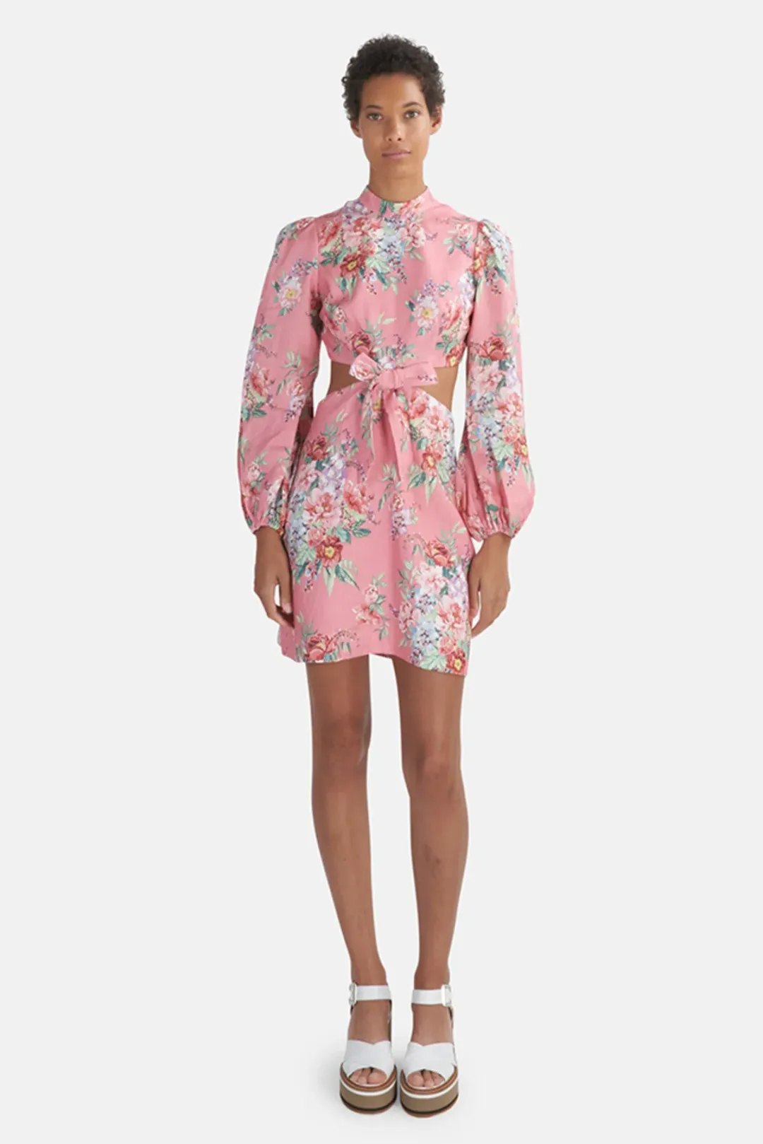 Zimmermann Bellitude Bow Front Mini Dress Pink Size 1 / Au 10 for rent on The Volte - main image