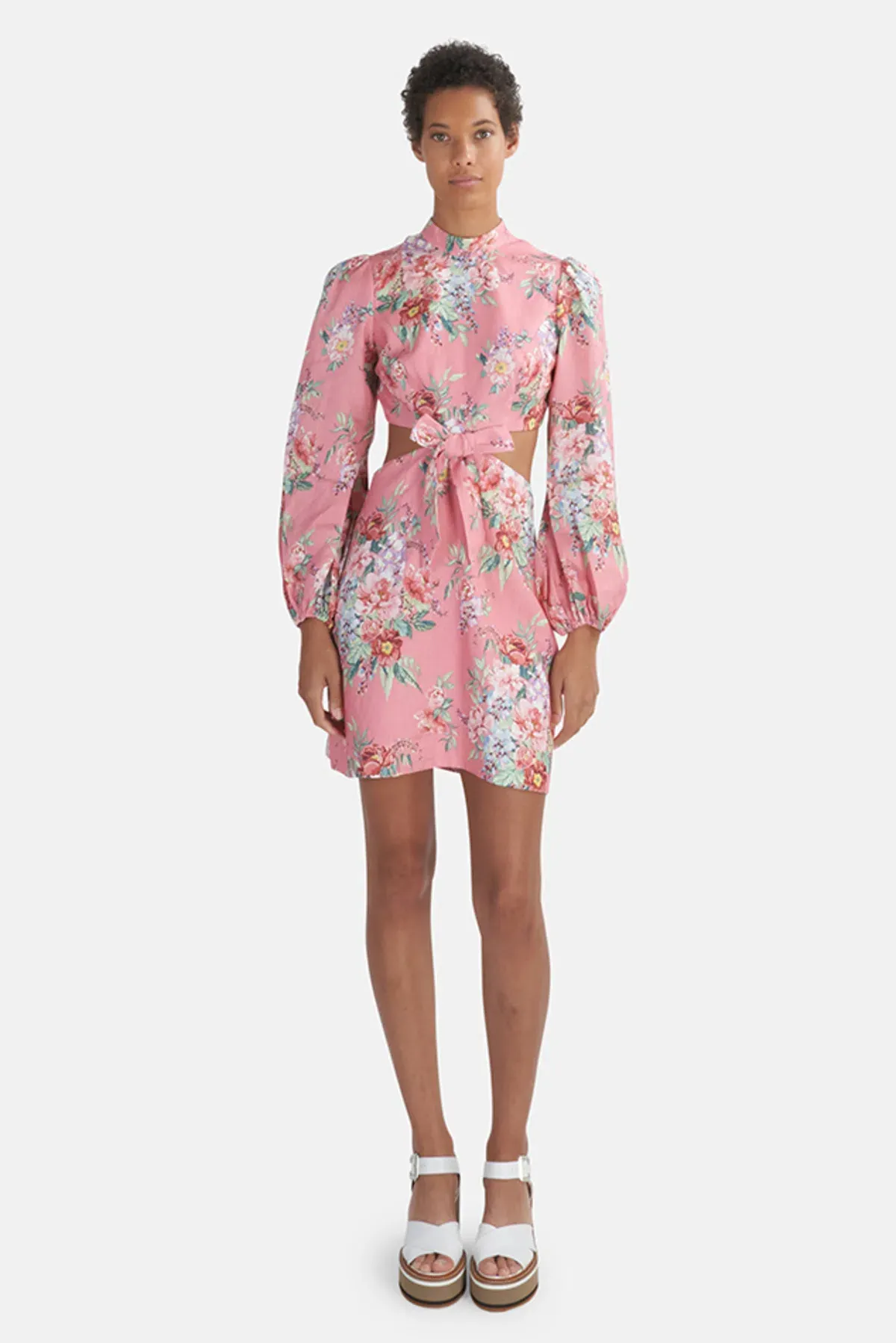 Zimmermann Bellitude Bow Front Mini Dress Pink Size 1 / Au 10 for rent on The Volte - main image