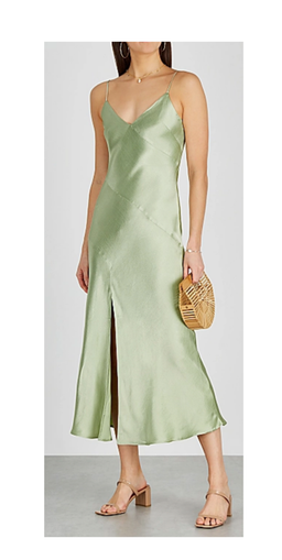 Bec and Bridge green silk midi dress for rent on The Volte - image 1