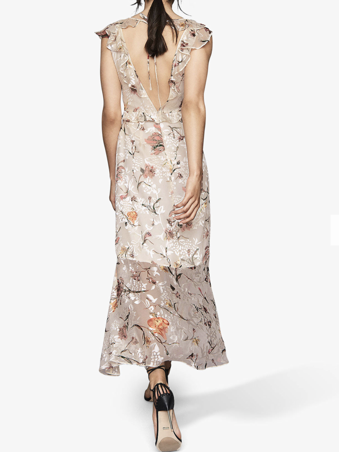 Reiss Leila Silk Blend Backless Dress Floral Size 6 for rent on The Volte - main image