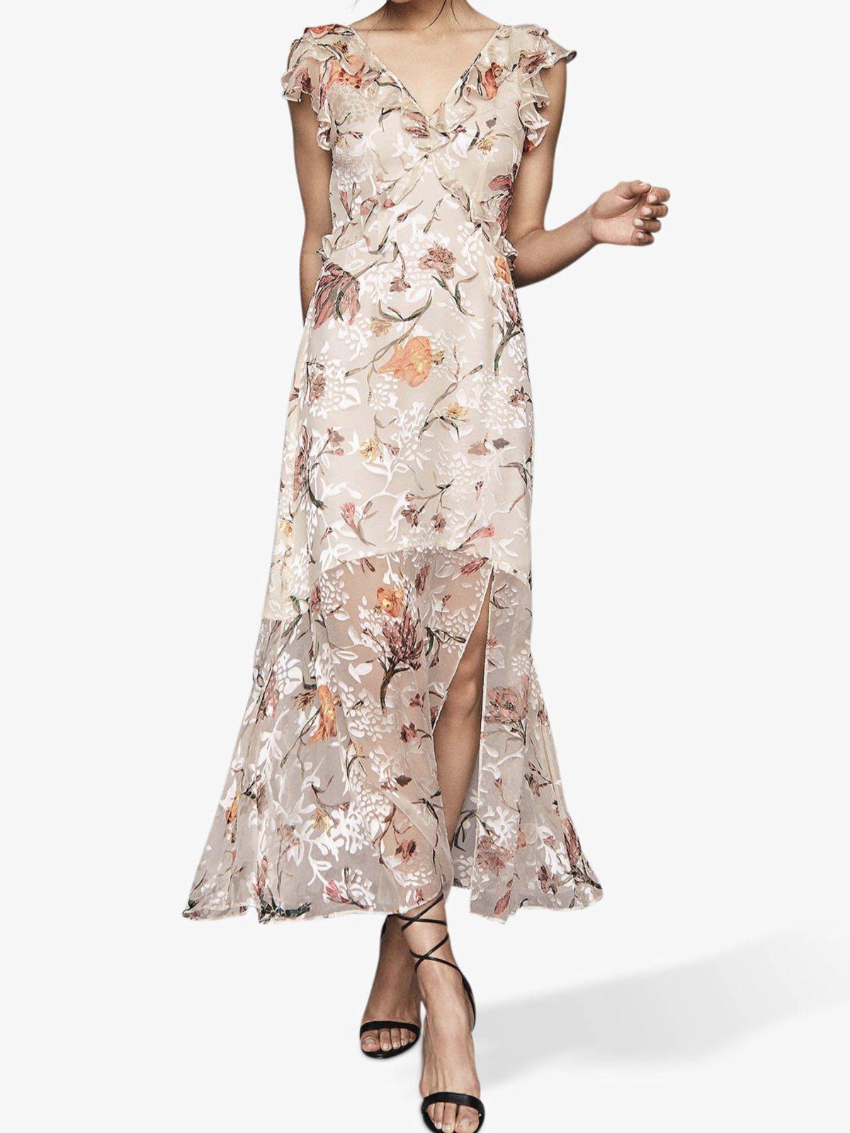 Reiss Leila Silk Blend Backless Dress Floral Size 6 for rent on The Volte - main image