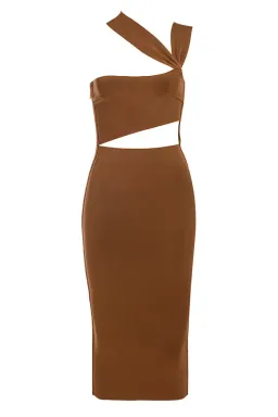 House Of CB Aina Cut Out Midi Dress Tan Size 12 for rent on The Volte - image 3