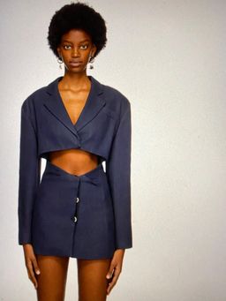 Jacquemus La Veste Arles Mini Dress Navy Size 36 for rent on The Volte - image 2