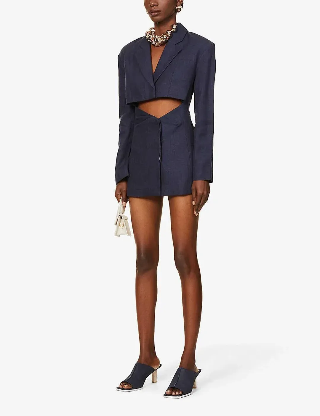 Jacquemus La Veste Arles Mini Dress Navy Size 36 for rent on The Volte - main image