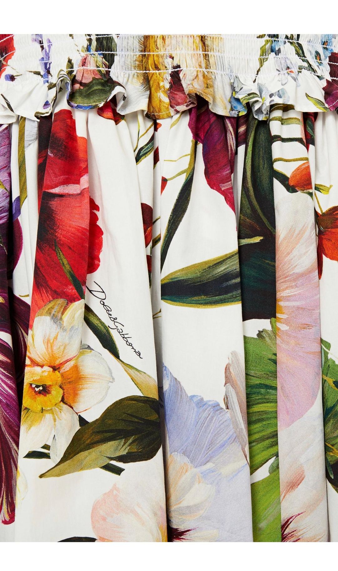 Dolce & Gabbana Shirred Cotton Poplin Midi Dress Print Size 10 for rent on The Volte - main image