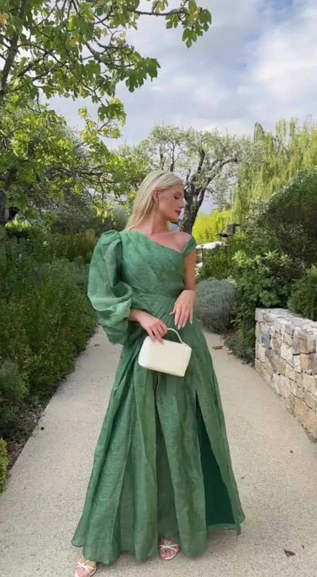 Leo Lin Abby One Shoulder Forest Green Dress Size 14 for rent on The Volte - main image