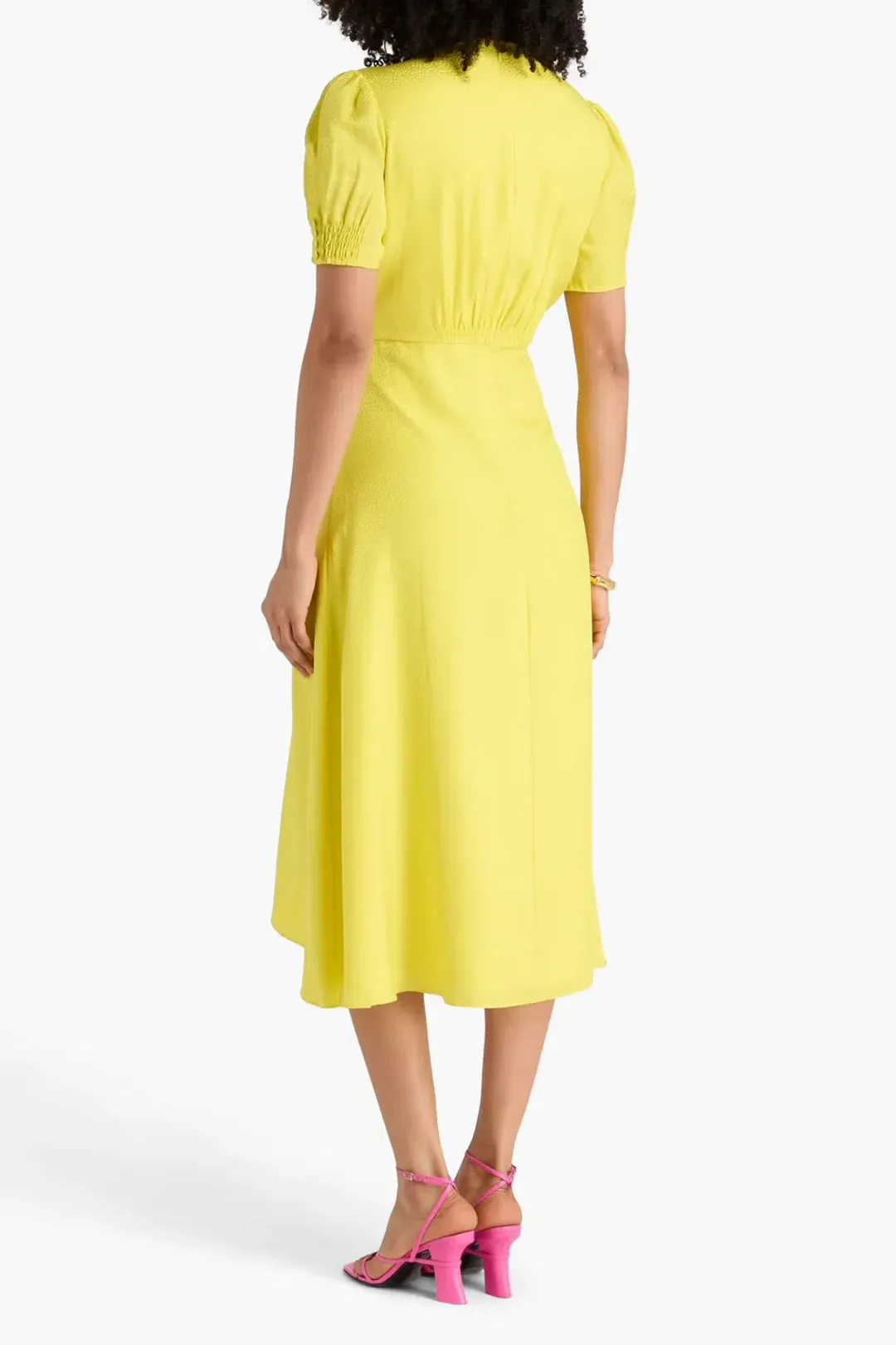 Saloni Yellow Lea Embroidered Silk Dress Size 8 for rent on The Volte - main image