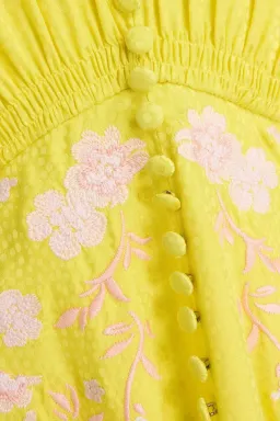 Saloni Yellow Lea Embroidered Silk Dress Size 8 for rent on The Volte - image 4