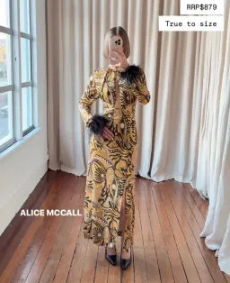 Alice McCall Gold Dust Feather Midi Dress | Size AU 12 for rent on The Volte - image 2