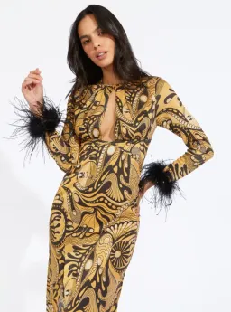 Alice McCall Gold Dust Feather Midi Dress | Size AU 12 for rent on The Volte - image 5