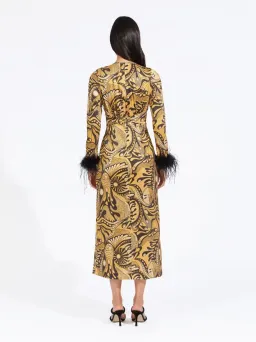Alice McCall Gold Dust Feather Midi Dress | Size AU 12 for rent on The Volte - image 4