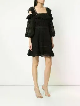 Rachel Gilbert Ollie black silk & cotton mini dress with puff sleeves Size 8 for rent on The Volte - image 3