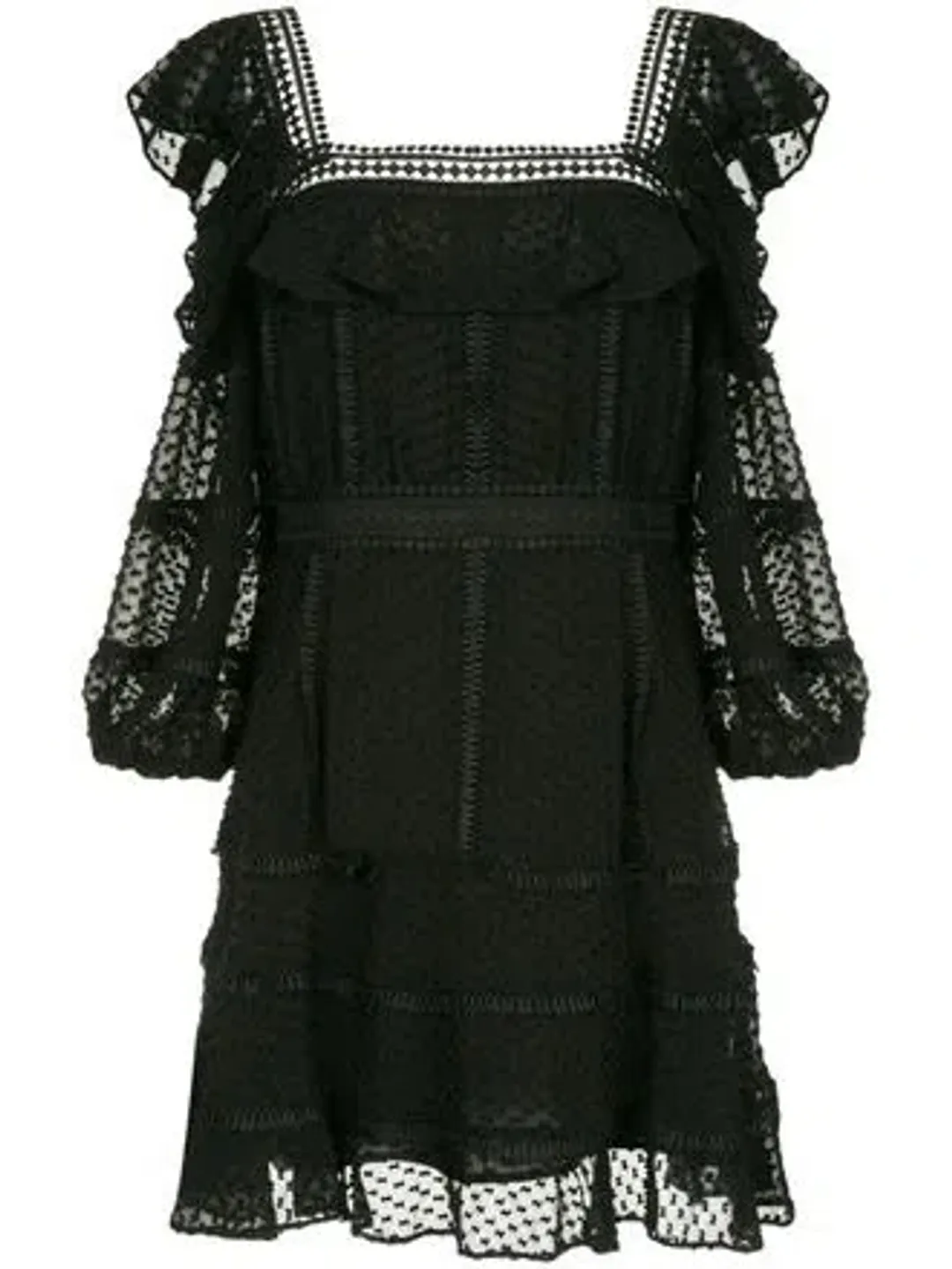 Rachel Gilbert Ollie black silk & cotton mini dress with puff sleeves Size 8 for rent on The Volte - main image