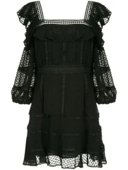 Rachel Gilbert Ollie black silk & cotton mini dress with puff sleeves Size 8 for rent on The Volte - image 2