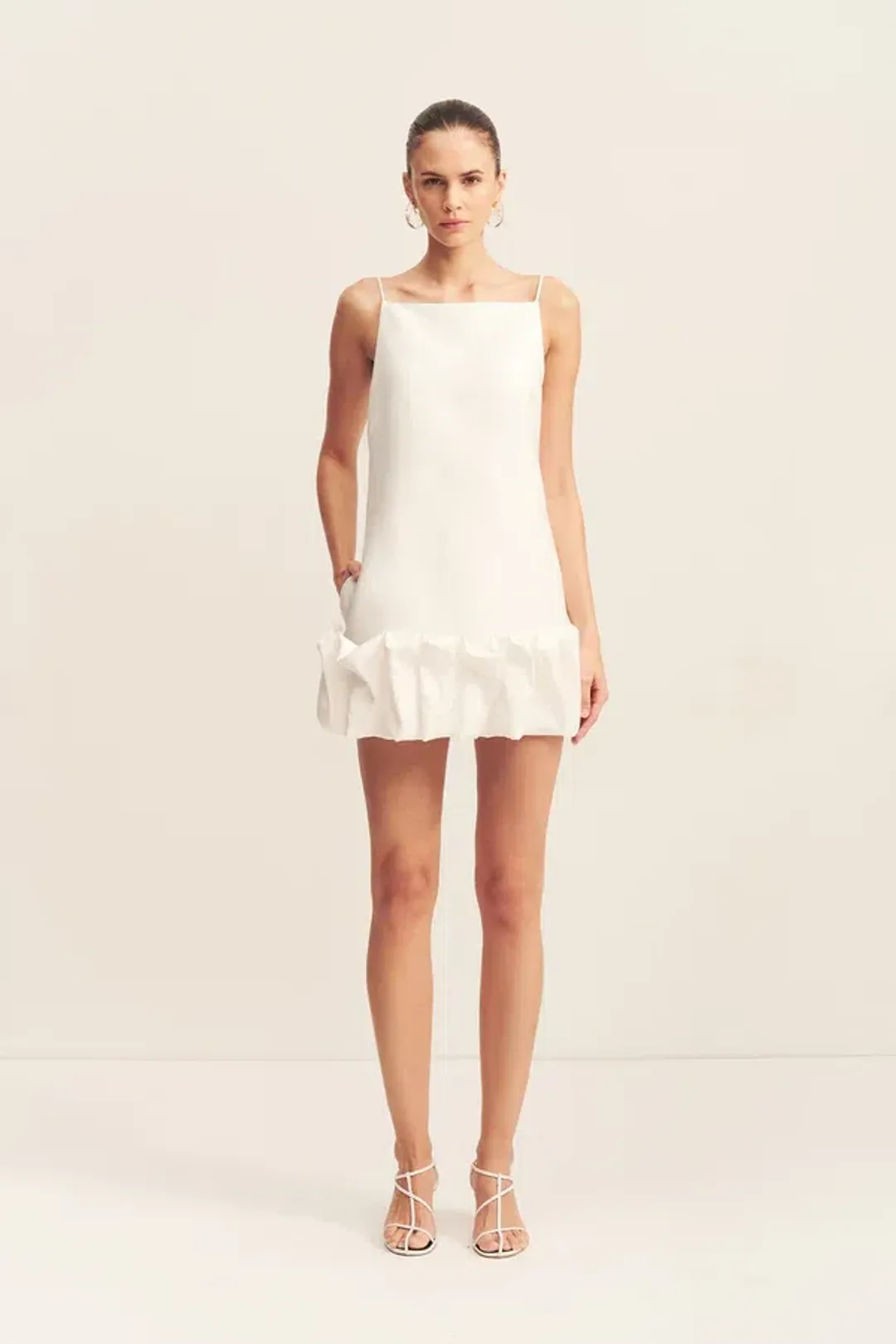 Shona Joy Otis Bubble Hem Mini Dress White Size 8  for rent on The Volte - main image