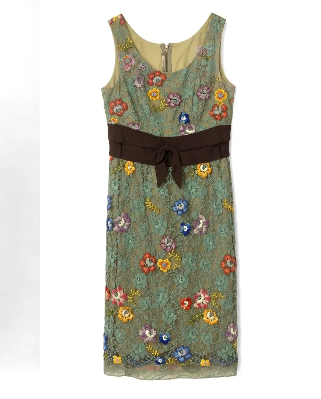 Scanlan Theodore boutique Beaded Green Mesh Dress Size 8 for rent on The Volte - main image