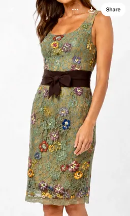 Scanlan Theodore boutique Beaded Green Mesh Dress Size 8 for rent on The Volte - image 1