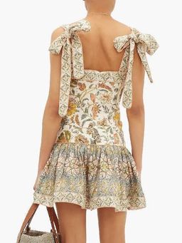 Zimmermann Edie Tie Mini Dress Floral Print Size 8 for rent on The Volte - image 3