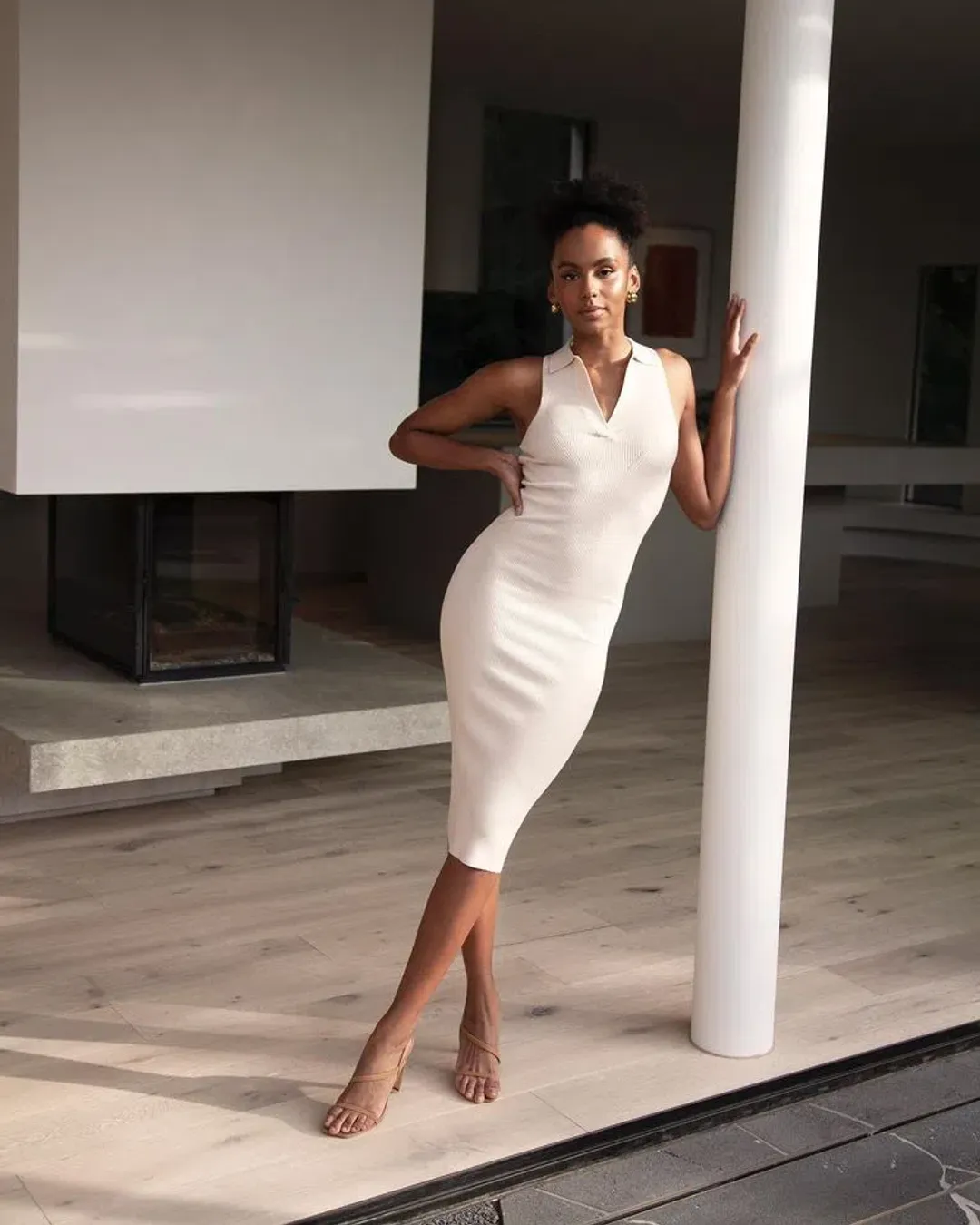 Kookai Lola Panel Dress Tapioca Cream Size 2 for rent on The Volte - main image