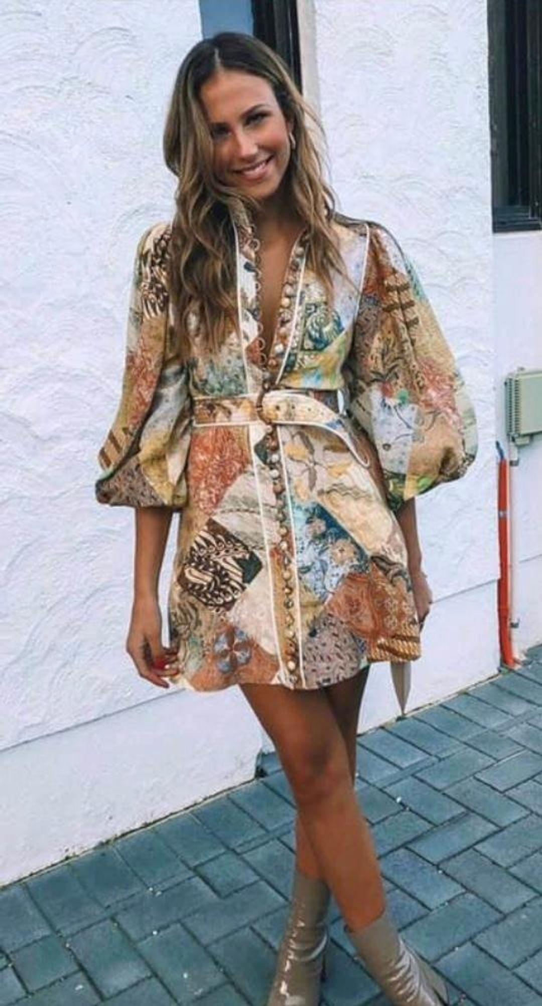Zimmermann Brightside Belted Linen Mini Dress Print Size 8 for rent on The Volte - main image