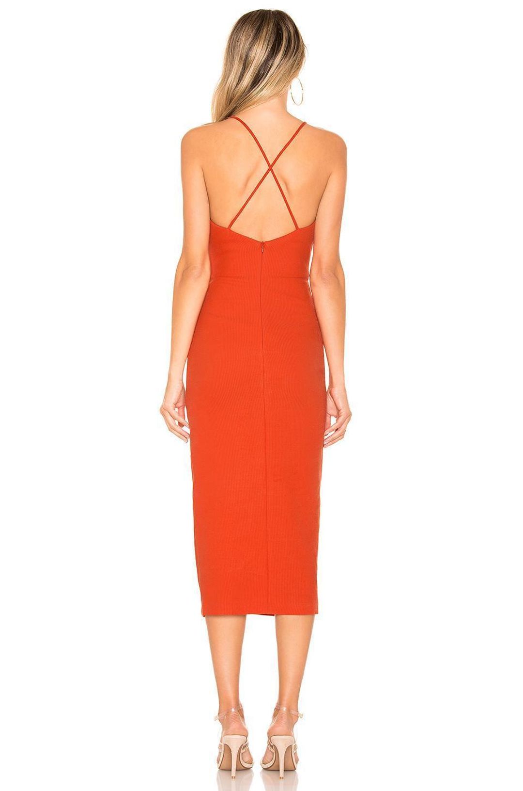 Bec & Bridge Spicy Lady Midi Dress Orange Size 10 for rent on The Volte - main image