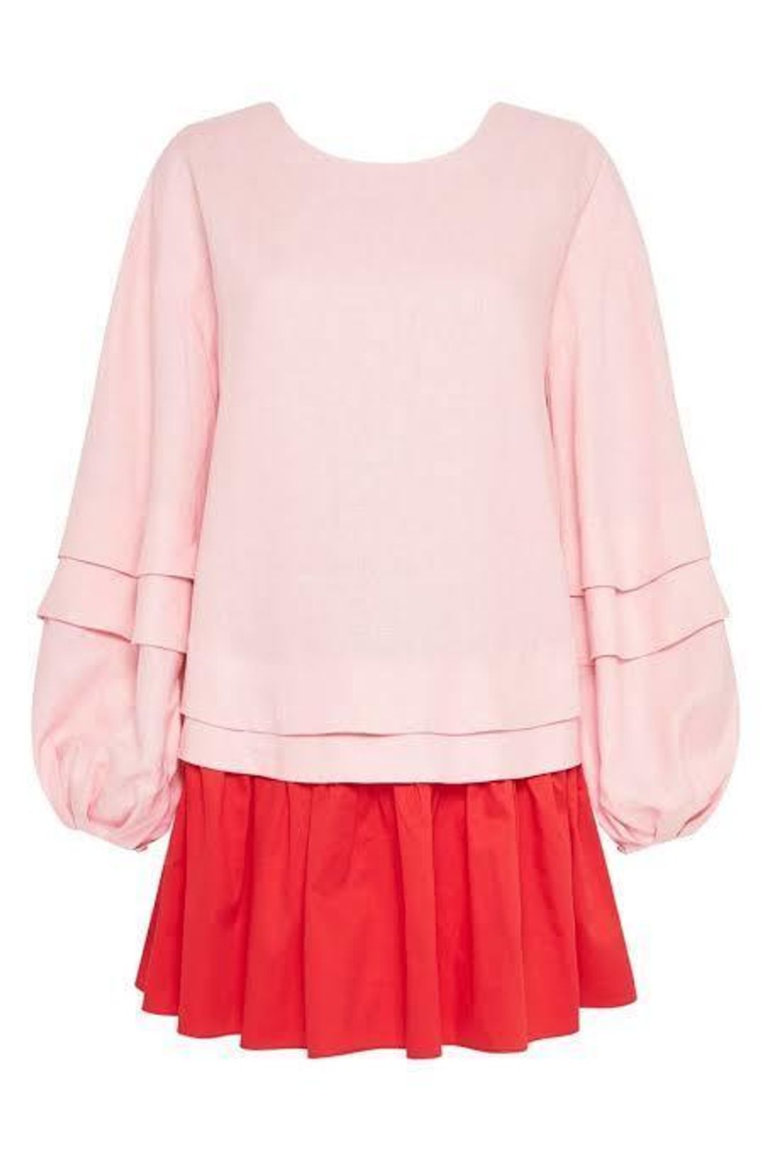 Aje Quietude Long Sleeve Mini Dress Red/Pink Size 4 for rent on The Volte - main image