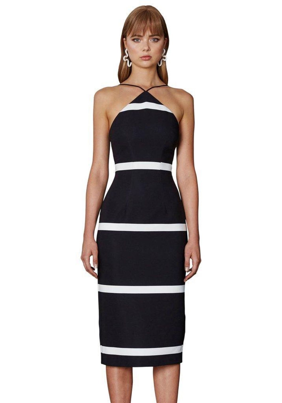 By Johnny shoestring Angle shift dress black & white Sz 12 for rent on The Volte - main image