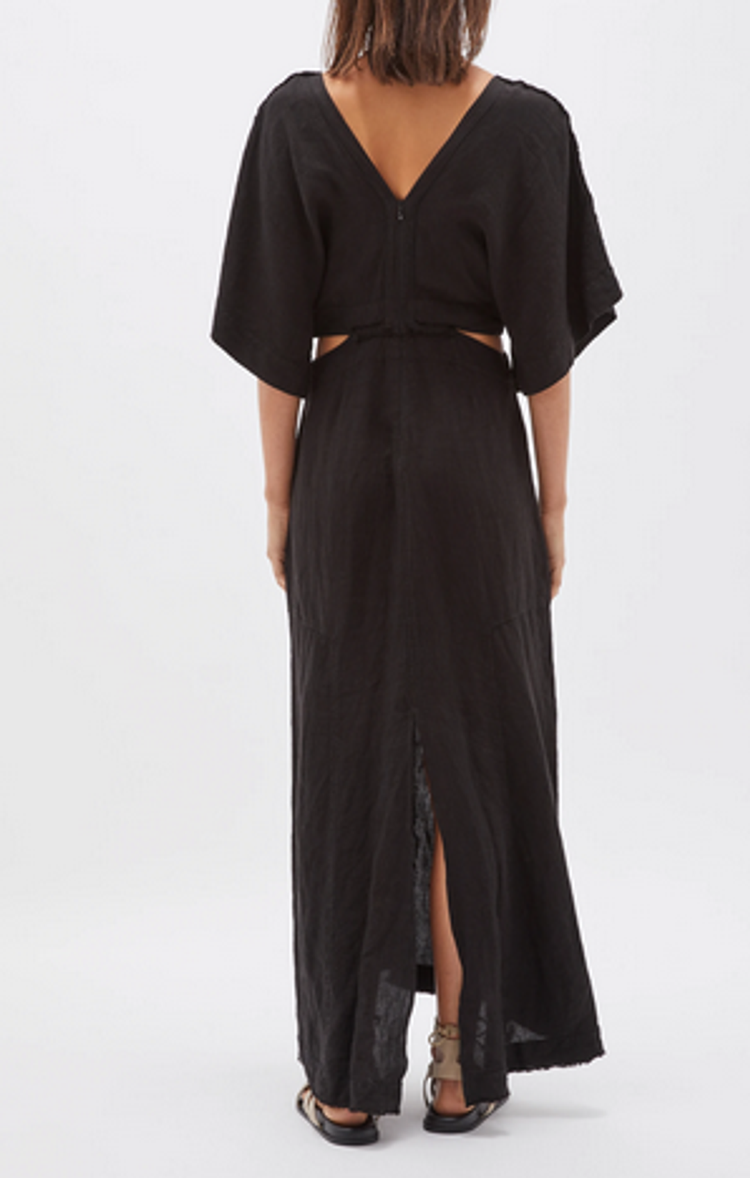 BASSIKE linen v neck longerline dress for rent on The Volte - main image