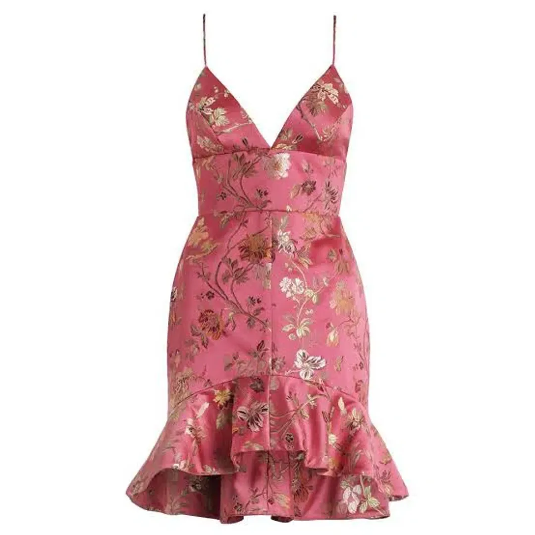 Zimmermann Cavalier Flounce Bodice Dress Pink Floral embroidery Size 8 for rent on The Volte - main image