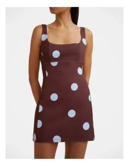 🟤 By Johnny Paloma Polka Mini Dress in Brown - Size 8 🟤 for rent on The Volte - image 4