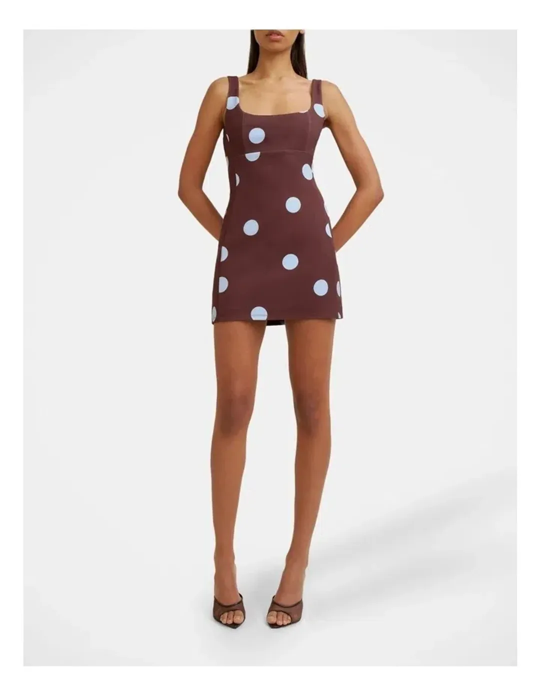 🟤 By Johnny Paloma Polka Mini Dress in Brown - Size 8 🟤 for rent on The Volte - main image