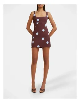 🟤 By Johnny Paloma Polka Mini Dress in Brown - Size 8 🟤 for rent on The Volte - image 1