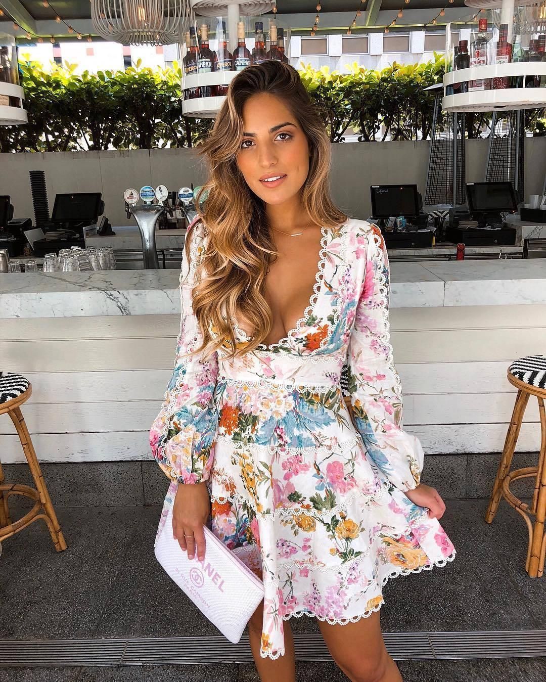 Zimmermann - Heathers Flounce Short Dress Pink Floral Sz 8 for rent on The Volte - main image