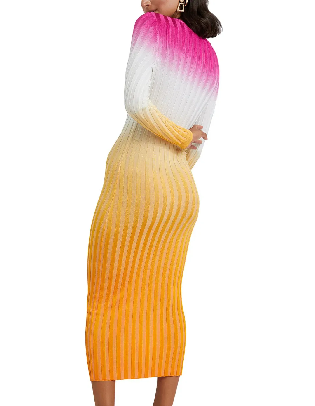 By Johnny Fuchsia Sunrise Ribbed Midi Dress Multi Size 8 for rent on The Volte - main image