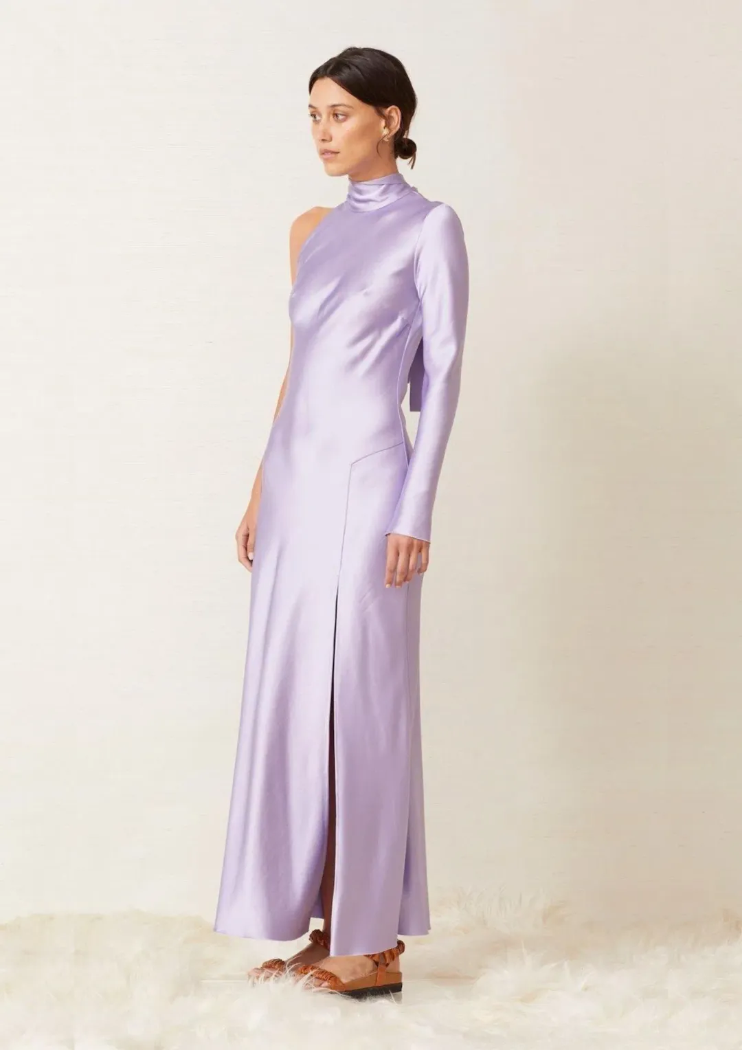 Bec & Bridge Violetta Asymmetrical Maxi Dress Lilac Size 10 for rent on The Volte - main image