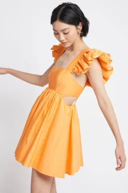Aje Midsummer Mini Dress in Mango Size 8 for rent on The Volte - image 2