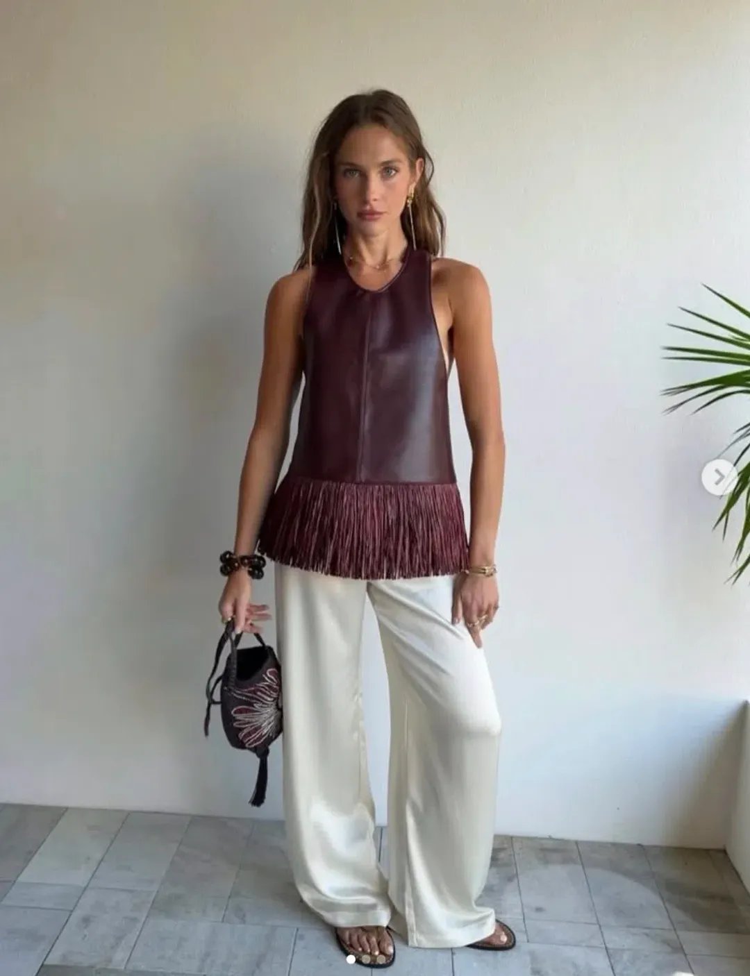 Holli Worldwide - Ana Leather Halter in Deep Bordeaux for rent on The Volte - main image