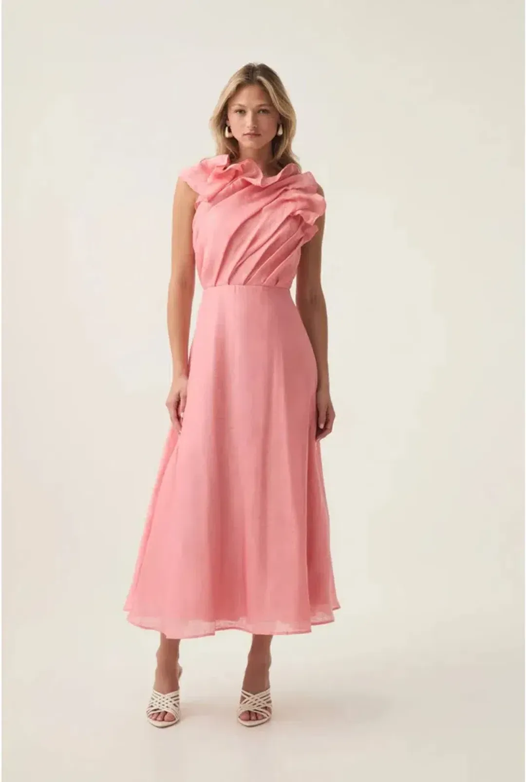 🌸 AJE Genesis Midi Dress – Coral Pink – Size 8 AU🌸 for rent on The Volte - main image