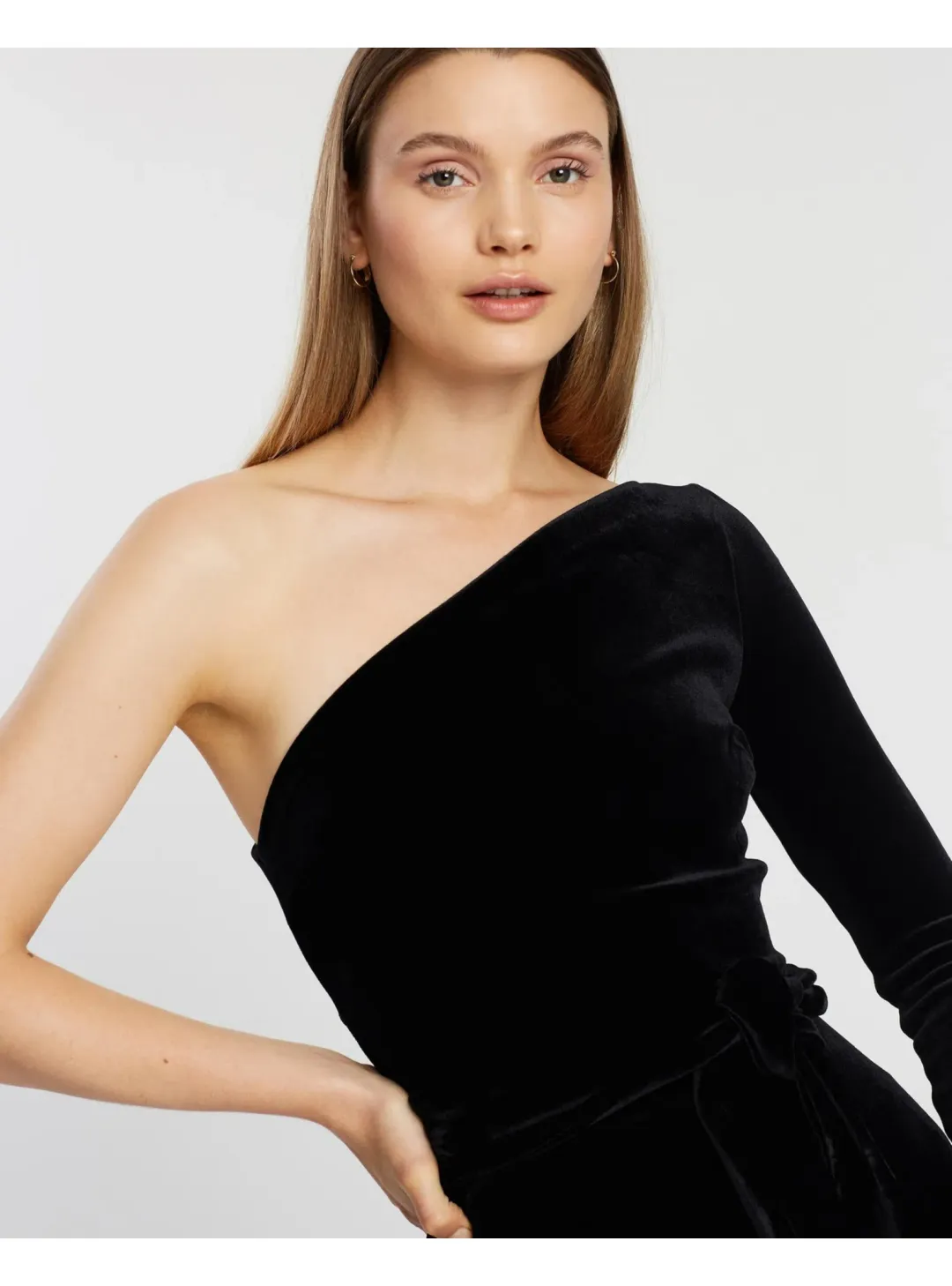 Bec & Bridge Velours One Shoulder Dress Black Size AU 6 for rent on The Volte - main image