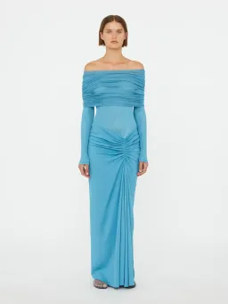 Sonora Veiled Long Sleeve Ruched Dress for rent on The Volte - image 2