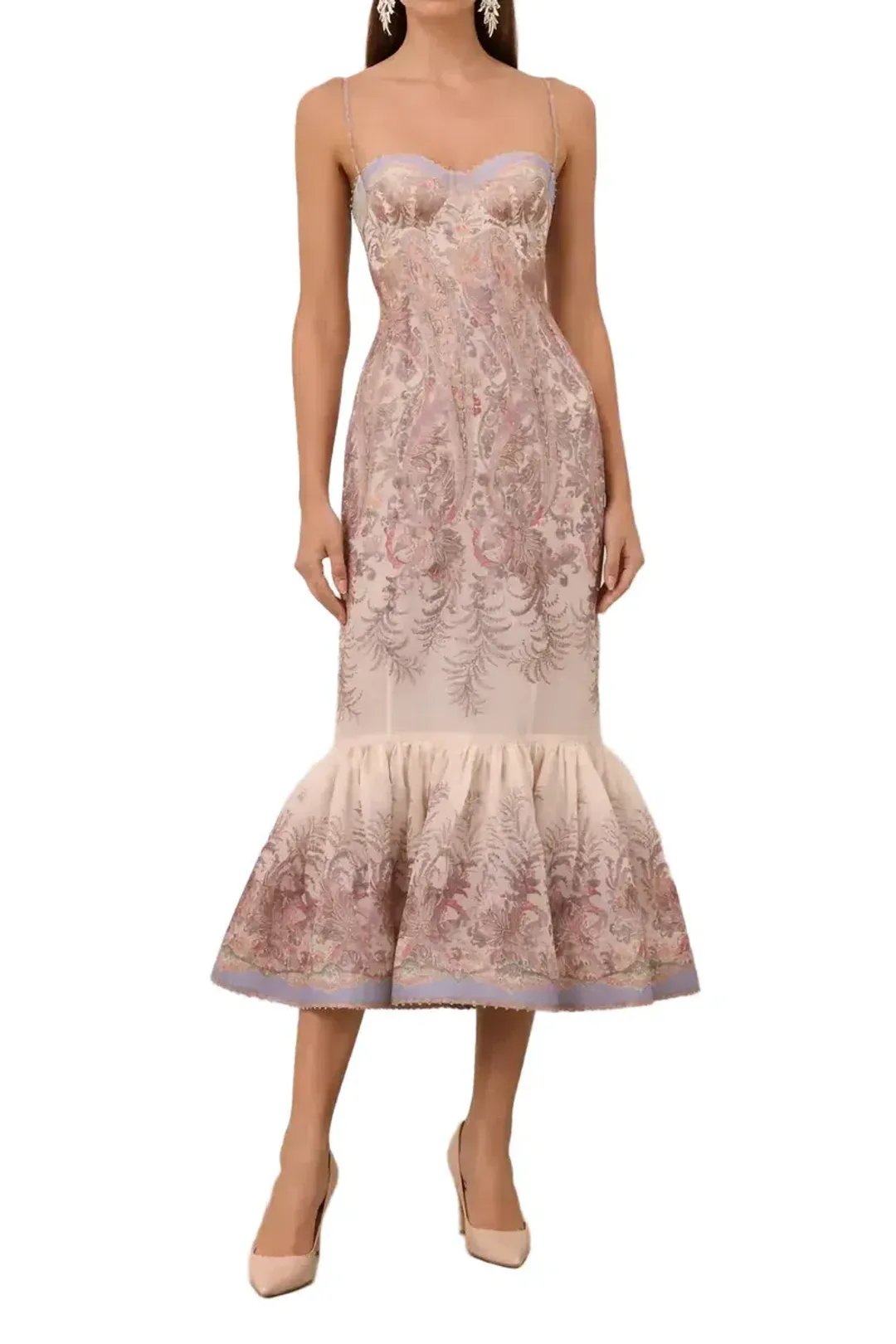 🪻 Zimmermann Alchemy Gown Size 1 - Size 10 AU - Cream Paisley Floral Formal Dress 🪻 for rent on The Volte - main image