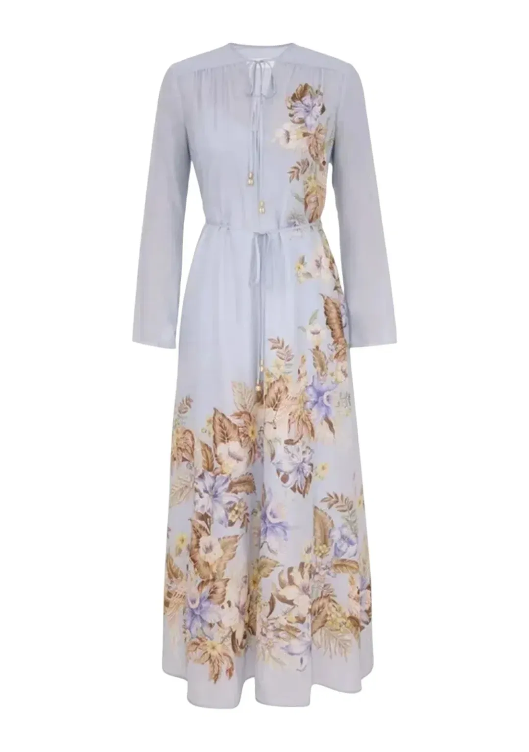 🩵 Zimmermann Coco Billow Maxi Dress Size 4 / AU 16 Silk Powder Blue Floral Print 🩵 for rent on The Volte - main image