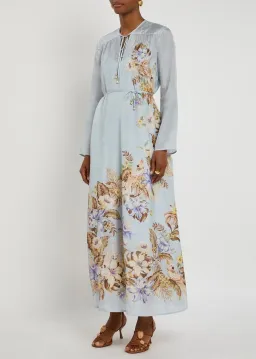 🩵 Zimmermann Coco Billow Maxi Dress Size 4 / AU 16 Silk Powder Blue Floral Print 🩵 for rent on The Volte - image 2