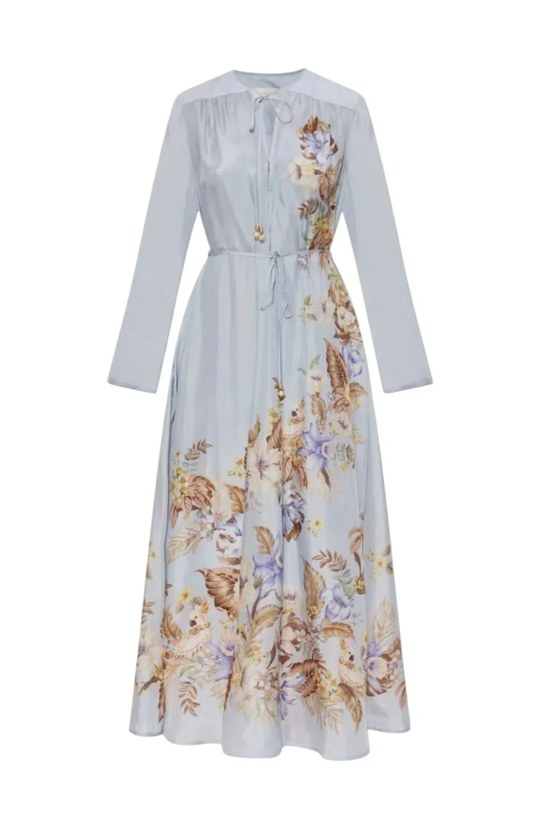 🩵 Zimmermann Coco Billow Maxi Dress Size 4 / AU 16 Silk Powder Blue Floral Print 🩵 for rent on The Volte - main image