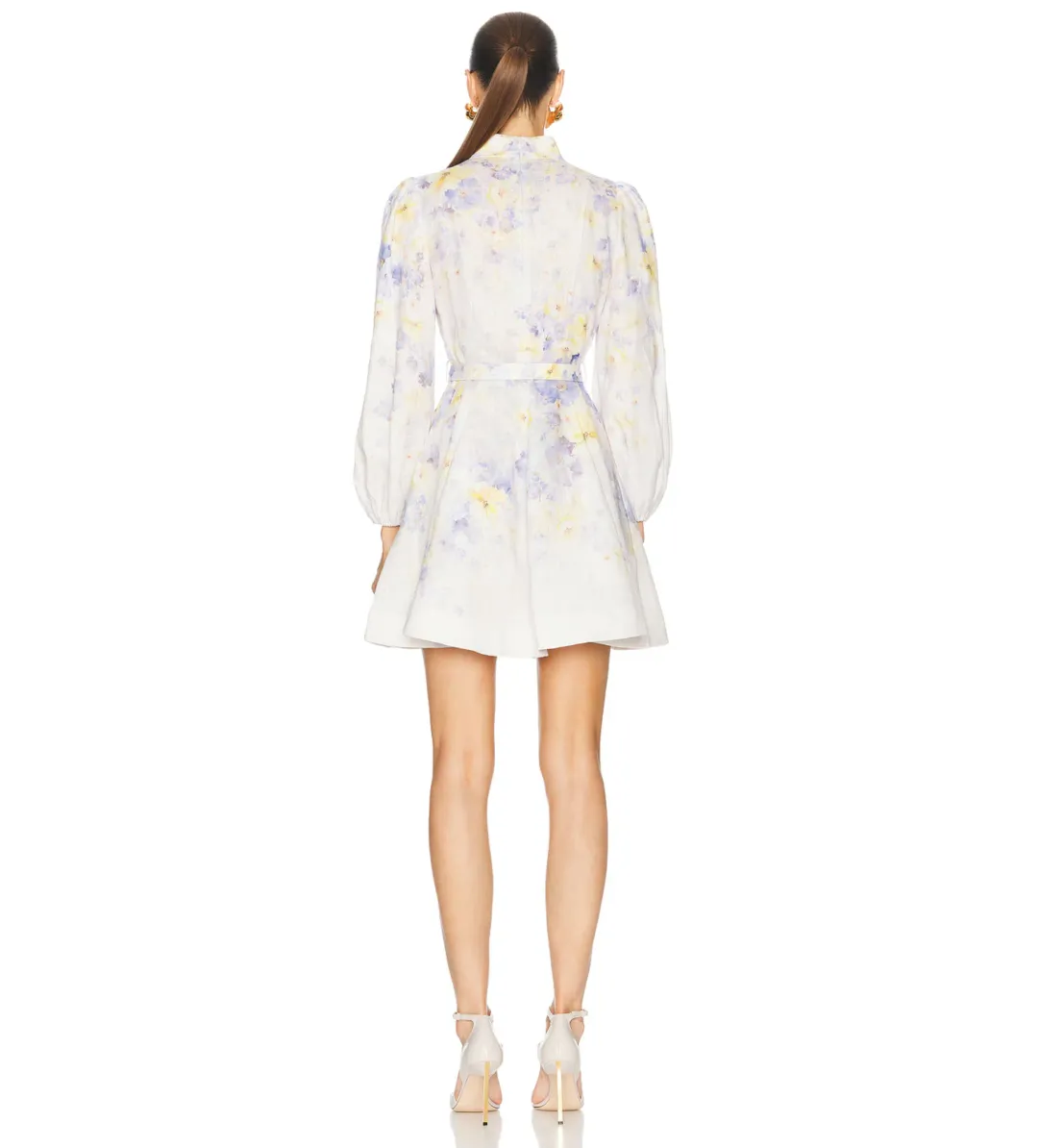 Zimmermann Crush Buttoned Mini Dress in Lilac Floral Size 1/AU10 for rent on The Volte - main image